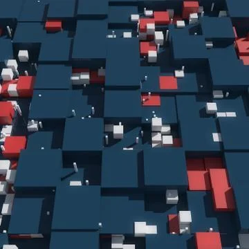 3D rendered cubes with different size. 3D cubes with shadows, reflection and  Stock Illustration