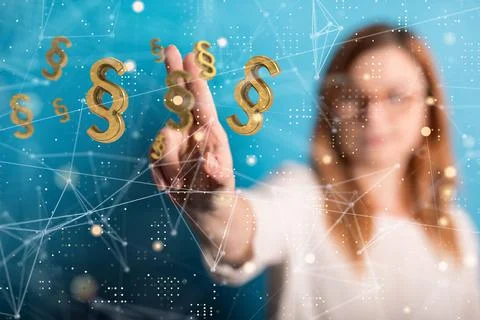 3D rendered currency hovering in woman's hand Fotos de archivo