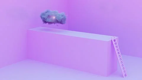 3D rendered dark blue cloud on a pink backdrop, offering a striking contrast  Stock Illustration