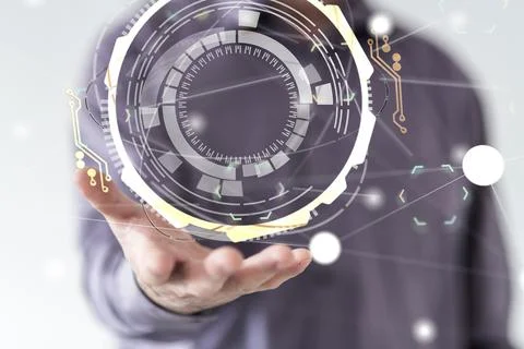 3D rendered data held in a person's hand Stockfoto's