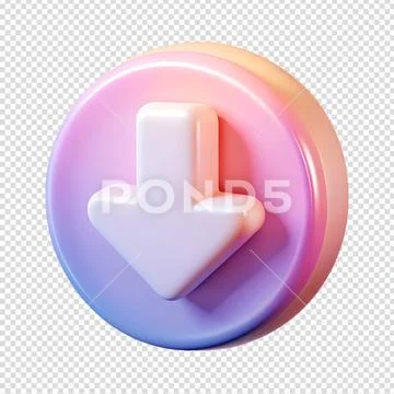 3d rendered download arrow icon in circle with gradient colors PSD Template