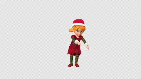 3D Rendered Elf Pointing Down Gestures Vidéo 296006770