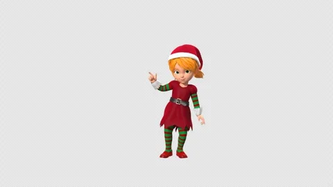 3D Rendered Elf Pointing At Side Gestures Vidéo 296006762