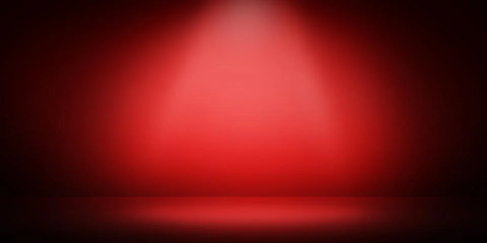 3D Rendered Empty Red Room with Spot Light in Center Stock Illustration