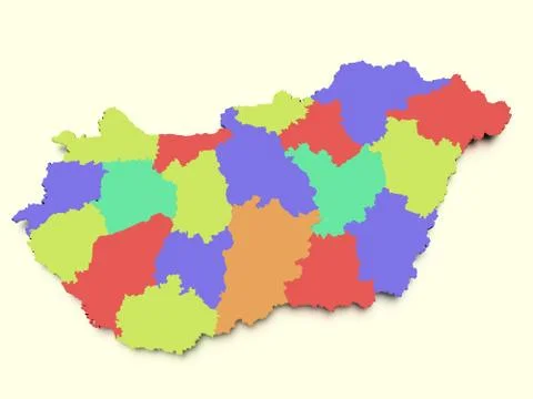 3D rendered Europe map focused on Hungary. Stock Illustration
