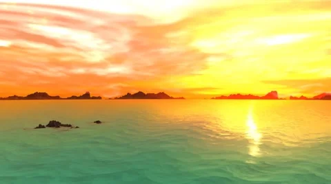 3d rendered fantasy alien planet. rocks and sea Stock Footage 45484500