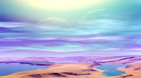 3d rendered fantasy alien planet. plateau and lake 스톡 동영상 45484503