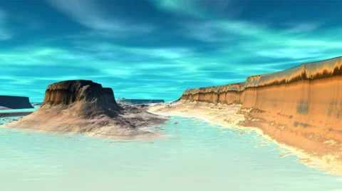 3d rendered fantasy alien planet. rocks and lake Stock Footage 45484518