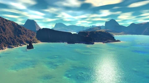 3d rendered fantasy alien planet. rocks and sea Stock Footage 45484530