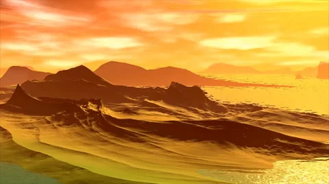 3D rendered fantasy alien planet. Rocks and lake Stock Footage 46981046