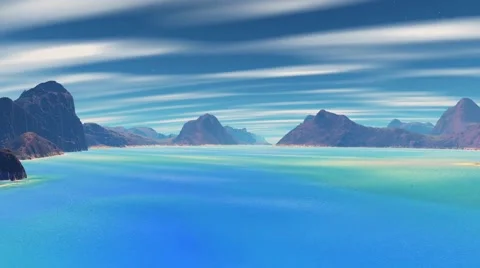 3D rendered fantasy alien planet. Rocks and lake 스톡 동영상 47897132