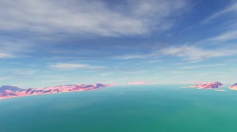 3D rendered fantasy alien planet. Rocks and lake 스톡 동영상 47897140