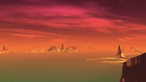 3D rendered fantasy alien planet. Rocks and lake Vídeos de archivo 47897146