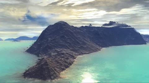 3D rendered fantasy alien planet. Rocks and sky Stock Footage 48485387