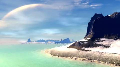 3D rendered fantasy alien planet. Rocks and  moon Stock Footage 48576536