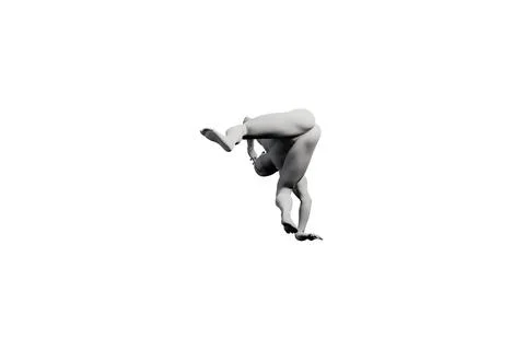 3D rendered figure bending forward against white backdrop Stock Illustration