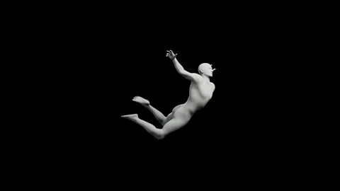 3D rendered figure model reaching out in black studio Stock Footage 335438061