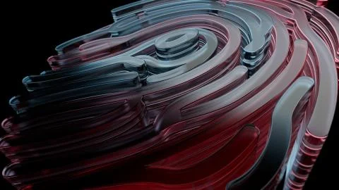 3d rendered fingerprint pattern made of glass. Crypto and security concept. F Stockillustratie