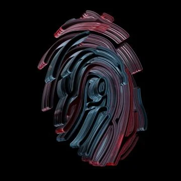 3d rendered fingerprint pattern made of glass. Crypto and security concept. F イラスト素材