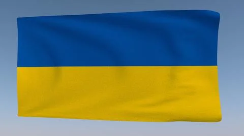3D rendered flag of Ukraine on a sky background Stock Illustration