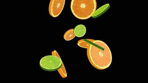 3D Rendered footage slices of orange and lemon Stock Footage 132473585