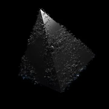 3d rendered geometric with cloned small particle objects with spikes. Metal m Illustrazione stock