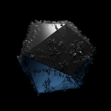 3d rendered geometric with cloned small particle objects with spikes. Metal m Illustrazione stock