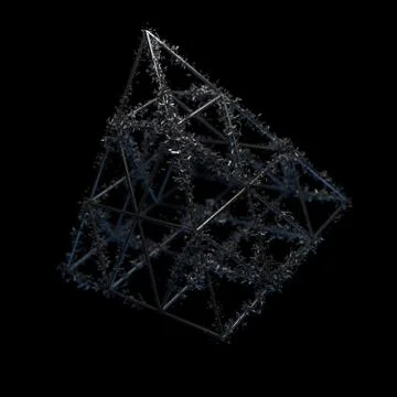 3d rendered geometric with cloned small particle objects with spikes. Metal m Stock Illustration