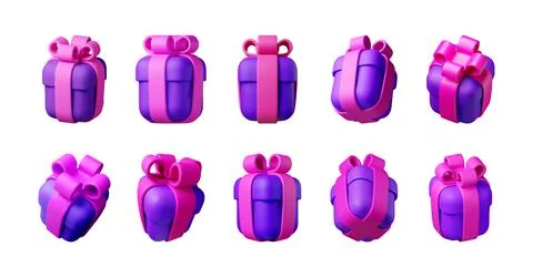 3D rendered gift boxes with pink bows Stock Illustration
