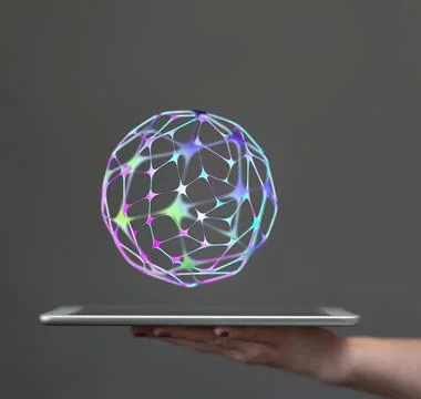 A 3d rendered global network on a tablet - neural networks and artificial int Stock Photos
