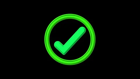 3D Rendered Green Check Mark Inside a Green Circle on Black Background tick.. Stock Footage 330347824