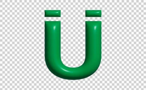 3D rendered green letter U isolated on white background Stock Illustration
