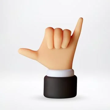 3D rendered hand icon showing shaka gesture. Stock Illustration