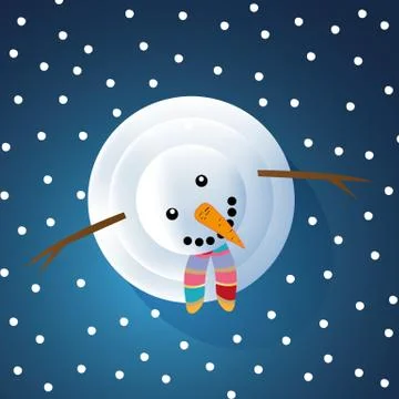 3D rendered happy snowman looking to the sky Stock Illustration
