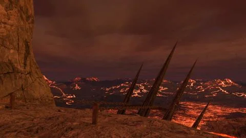 3D rendered hell enviroment Stock Illustration