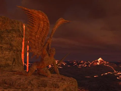 3D rendered hell enviroment Stock Illustration