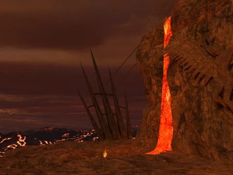 3D rendered hell enviroment Stock Illustration