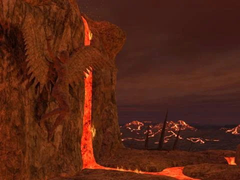 3D rendered hell enviroment Stock Illustration