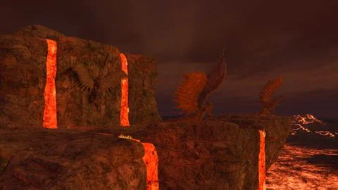 3D rendered hell enviroment Stock Illustration