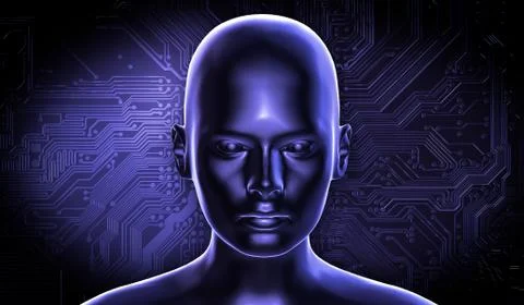 3d rendered human face, the concept of artificial intelligence. Stockillustratie
