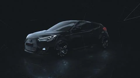 3d rendered illustration of 3d black hatch back car 스톡 일러스트