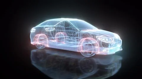 3d rendered illustration of 3d Car Scanning Hud Hologram 스톡 일러스트