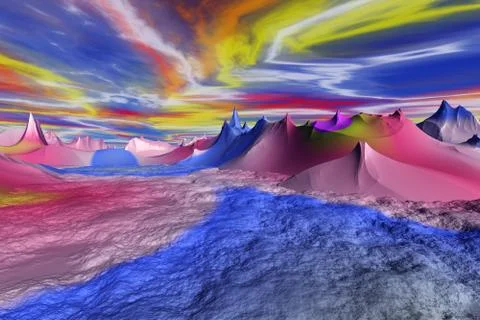 3D rendered Illustration of a Alien World Stock Illustration