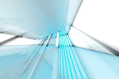 3D rendered illustration, architecture visualization of a futuristic interior Stock Illustration