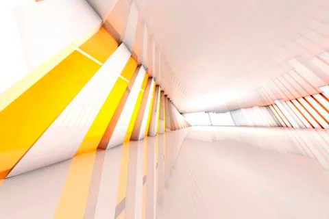 3D rendered illustration, architecture visualization of a futuristic interior Stock Illustration