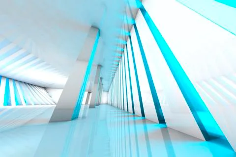 3D rendered illustration, Architecture visualization of a futuristic interior Stock Illustration