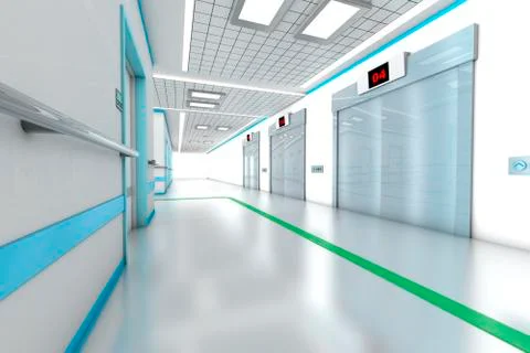 3D rendered illustration, architecture visualization of a modern hospital Stock Illustration