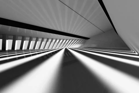 3D rendered illustration, architecture visualization of a futuristic interior Stock Illustration