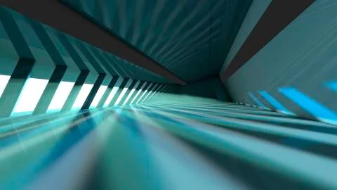 3D rendered illustration, architecture visualization of a futuristic interior Stock Illustration