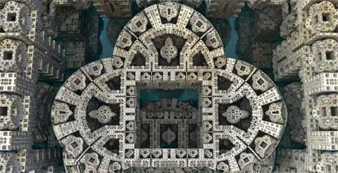 3D rendered illustration artwork of virtual scene Stock Illustration